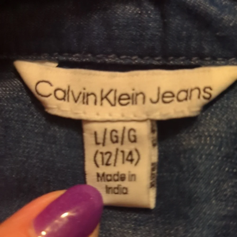 CALVIN KLEIN Jeans Kid's Button-Up Shirt Dress L 12/14